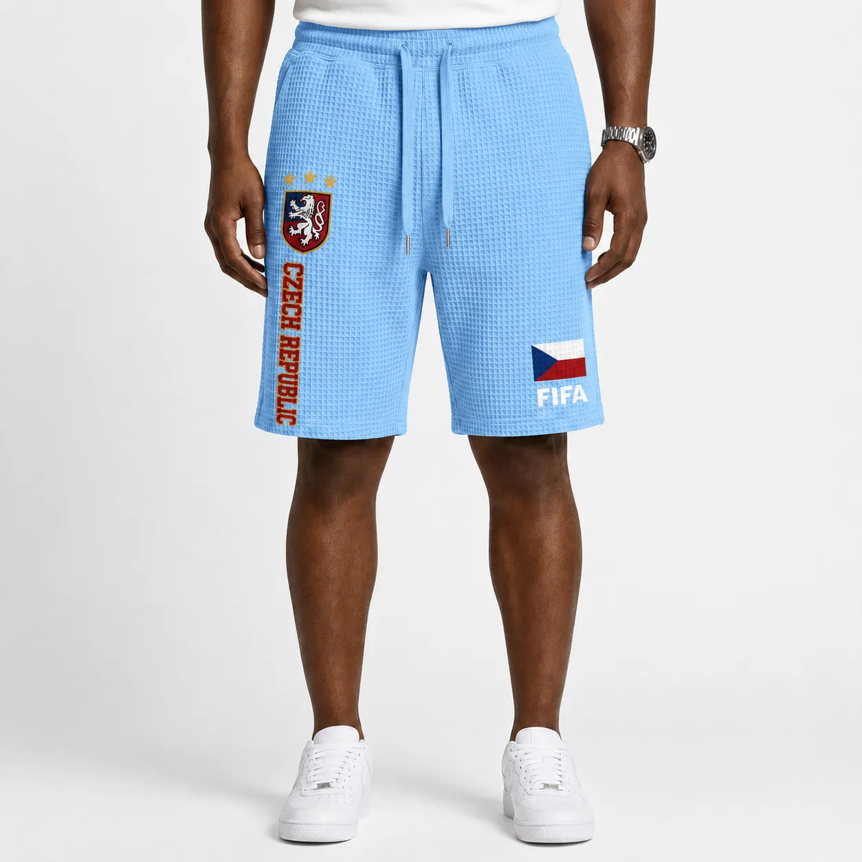 FIFA 2026 Czech Republic Printed Waffle Football Fan Shorts