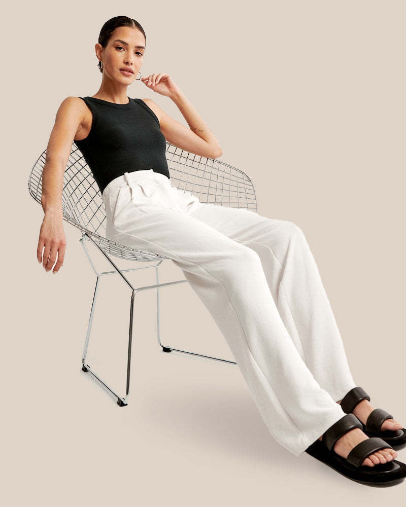 Summer 2025 Icy Tailored Crepe Wide-Leg Pants-Legletic