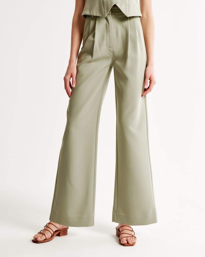 Summer 2025 Icy Tailored Crepe Wide-Leg Pants-Legletic