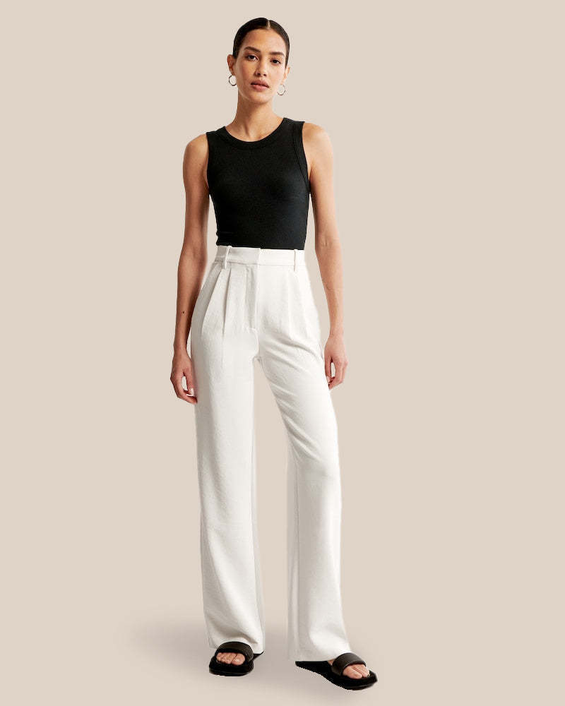 Summer 2025 Icy Tailored Crepe Wide-Leg Pants-Legletic