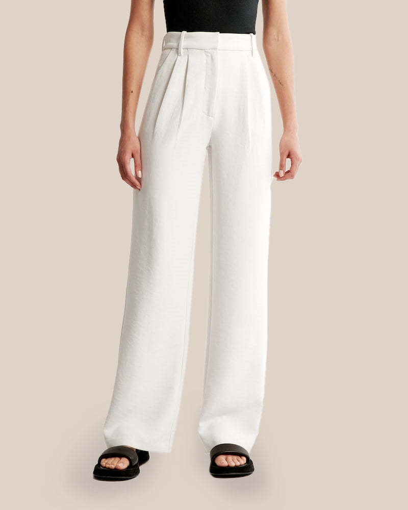 Summer 2025 Icy Tailored Crepe Wide-Leg Pants-Legletic
