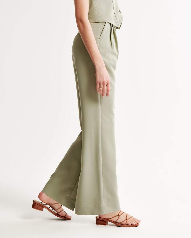 Summer 2025 Icy Tailored Crepe Wide-Leg Pants-Legletic