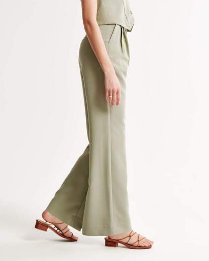 Summer 2025 Icy Tailored Crepe Wide-Leg Pants