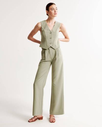 Summer 2025 Icy Tailored Crepe Wide-Leg Pants