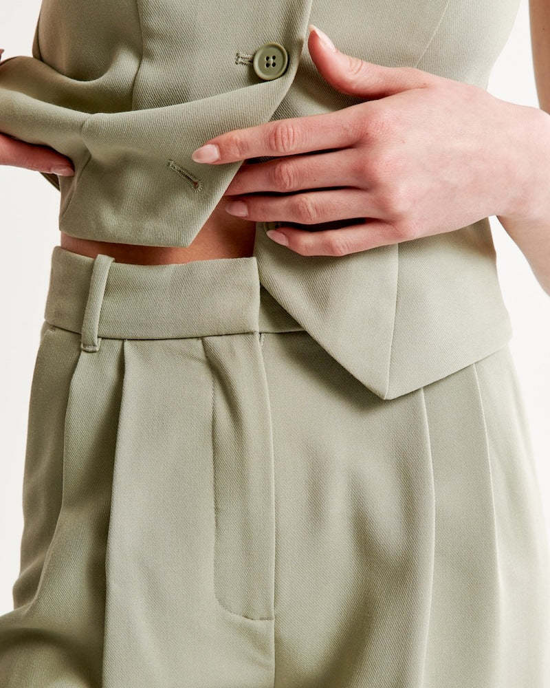 Summer 2025 Icy Tailored Crepe Wide-Leg Pants-Legletic