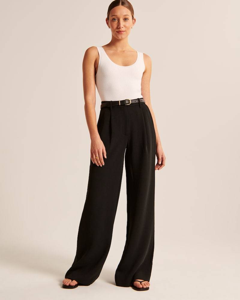 Summer 2025 Icy Tailored Crepe Wide-Leg Pants-Legletic