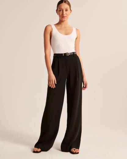 Summer 2025 Icy Tailored Crepe Wide-Leg Pants