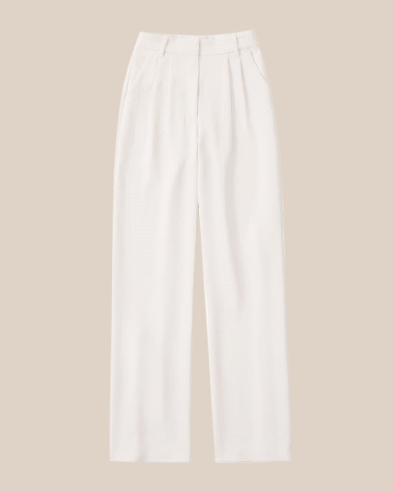 Summer 2025 Icy Tailored Crepe Wide-Leg Pants-Legletic