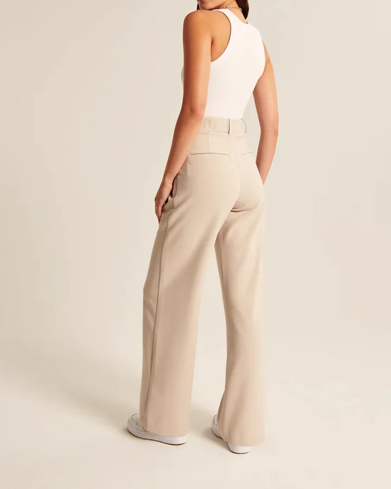 High Waist Tailored Wide Leg Pants-Legletic