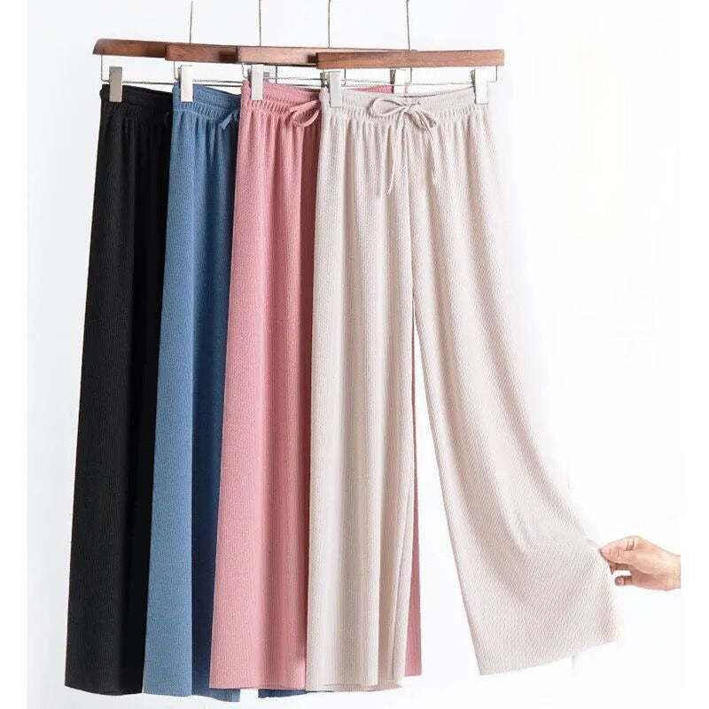 Ice Silk Wide Leg Trousers For Women-Legletic