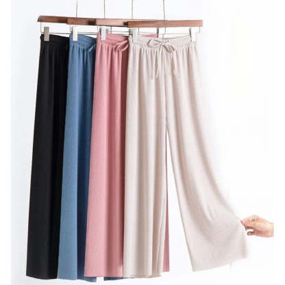 Ice Silk Wide Leg Trousers For Women-Legletic