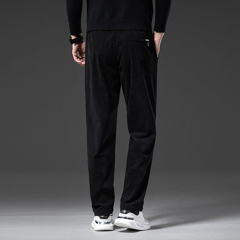 Men's Corduroy Casual Elastic Waist Straight Loose Trousers-Legletic