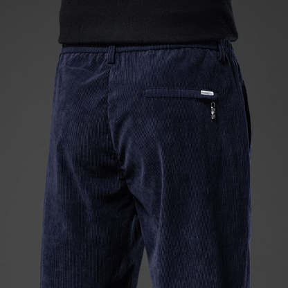 Men's Corduroy Casual Elastic Waist Straight Loose Trousers-Legletic