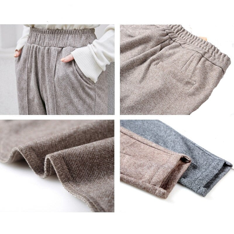 Woolen High Waist Warm Thicken Pants-Legletic