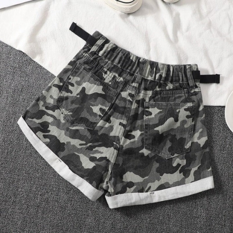 Camouflage Denim Shorts For Women-Legletic