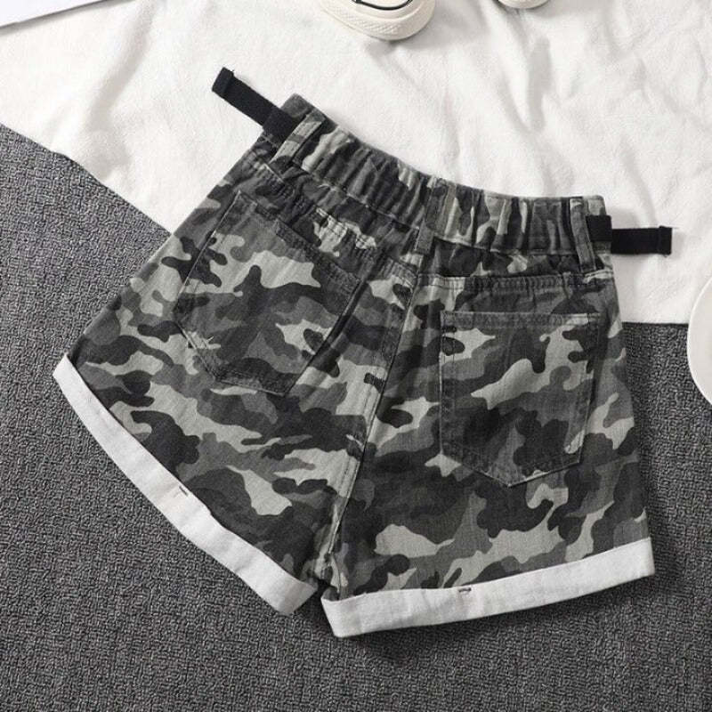 Camouflage Denim Shorts For Women-Legletic