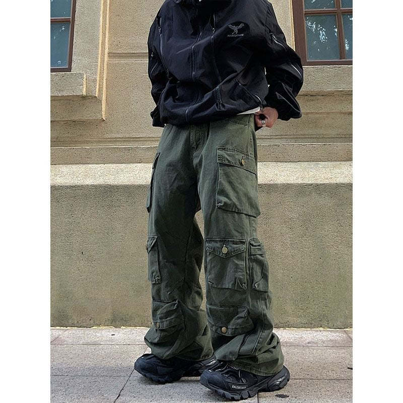 Men's Multi-Pocket Overalls Loose Casual Trousers-Legletic
