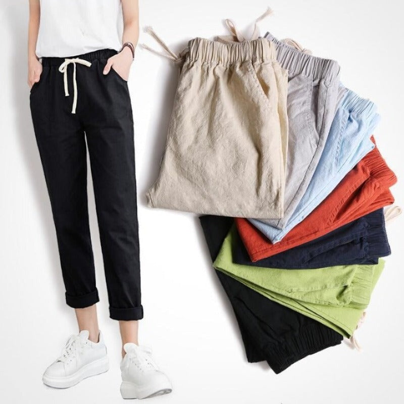 Summer Cotton Linen Pants For Women-Legletic