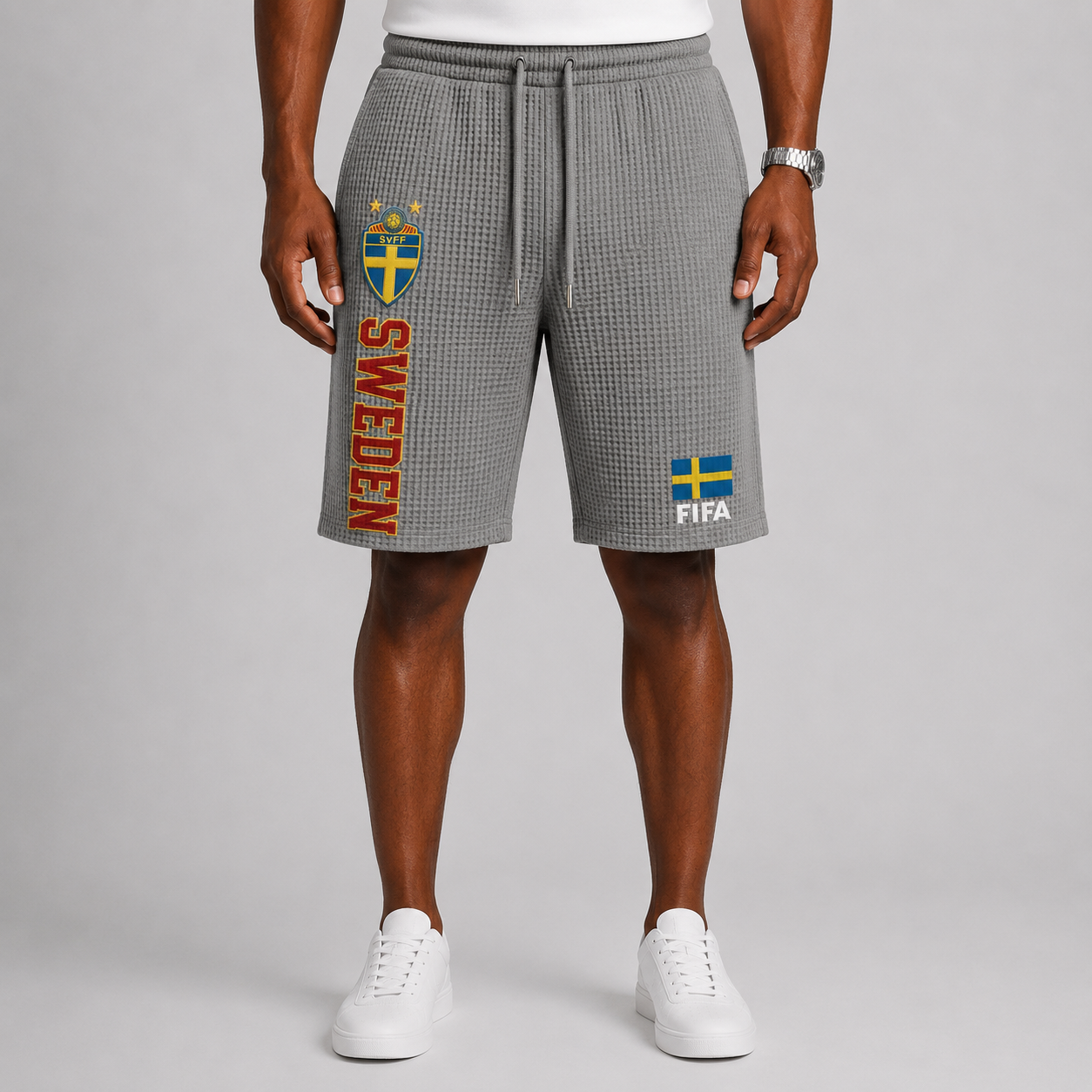 FIFA 2026 Sweden Printed Waffle Football Fan Shorts