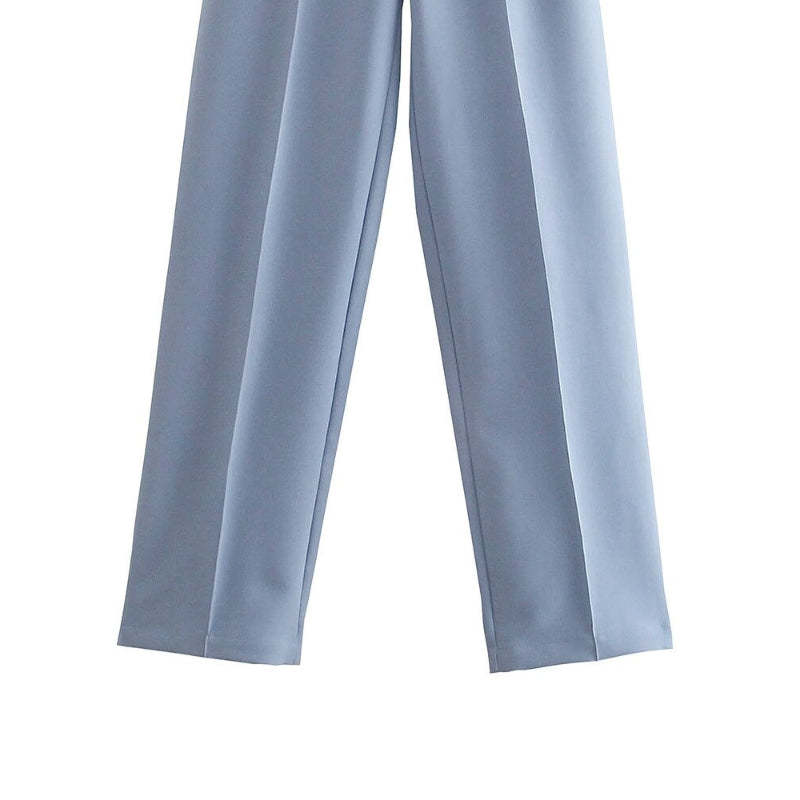 Women Office Wear High Waist Straight Pants-Legletic