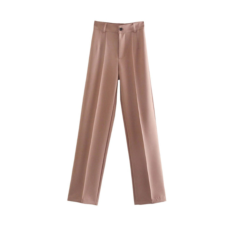 Women Office Wear High Waist Straight Pants-Legletic