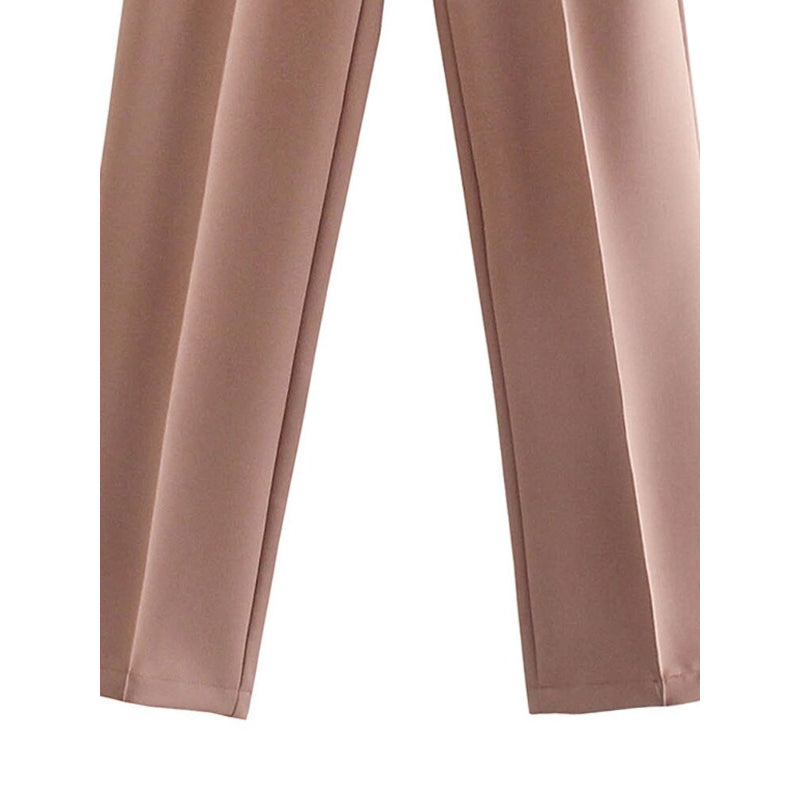 Women Office Wear High Waist Straight Pants-Legletic