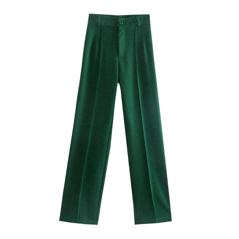 Women Office Wear High Waist Straight Pants-Legletic