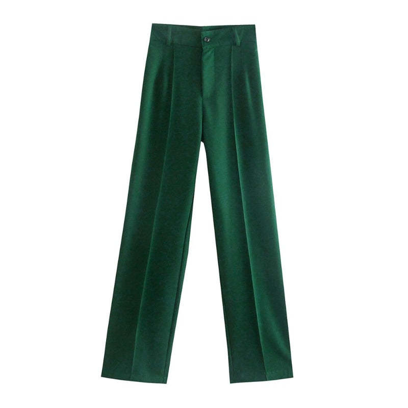 Women Office Wear High Waist Straight Pants-Legletic