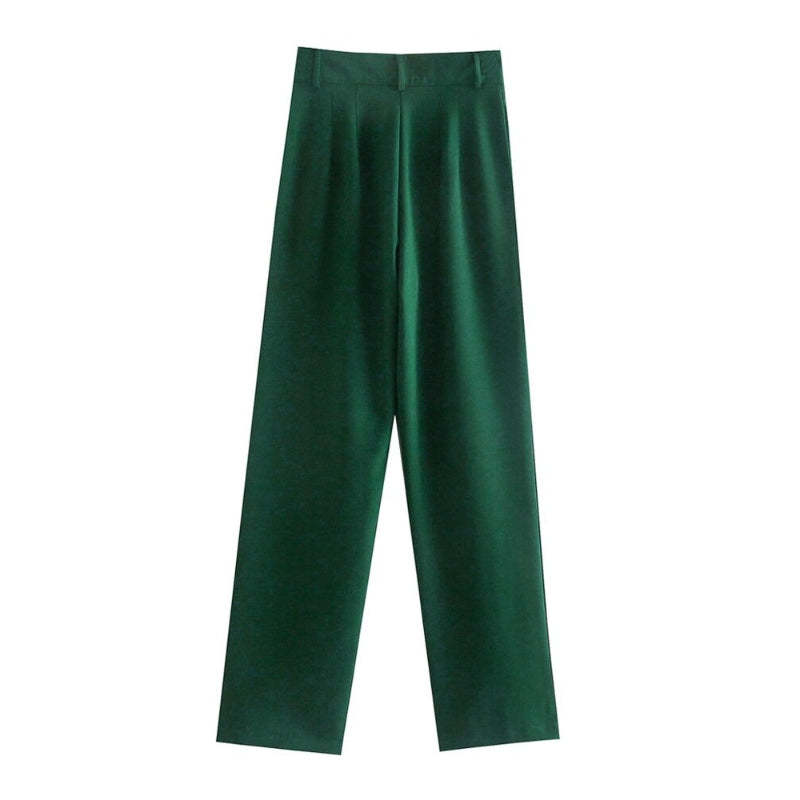 Women Office Wear High Waist Straight Pants-Legletic