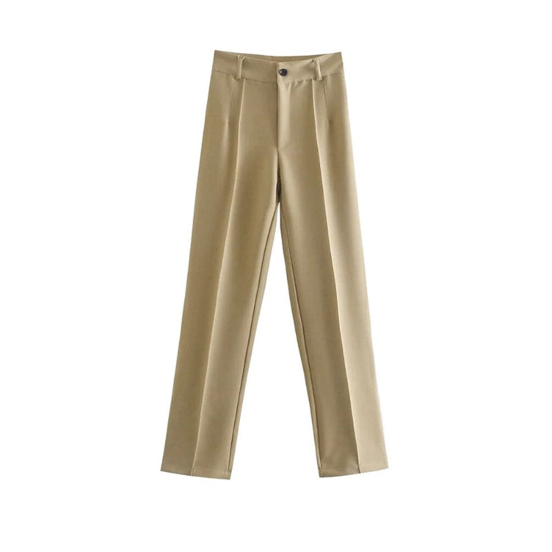 Women Office Wear High Waist Straight Pants-Legletic