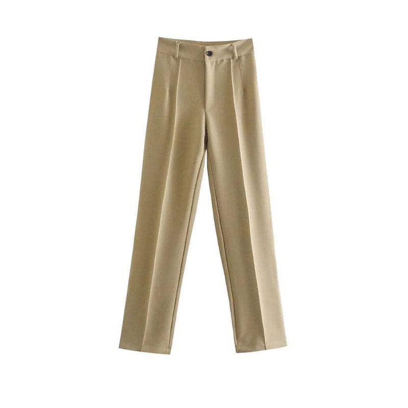 Women Office Wear High Waist Straight Pants-Legletic