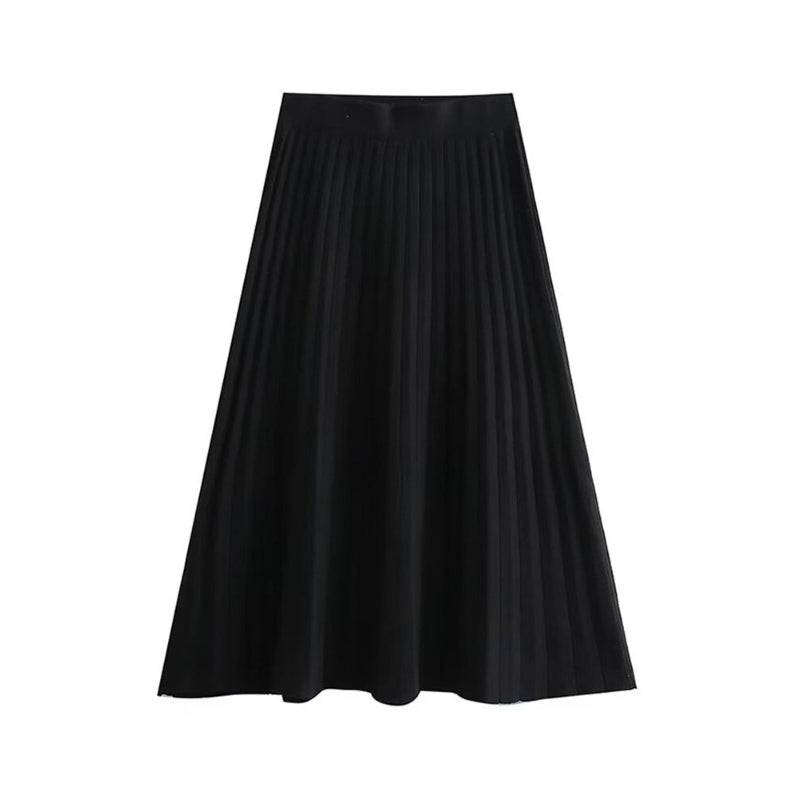 Women's Office Wear Pleated Knit Midi Skirt-Legletic