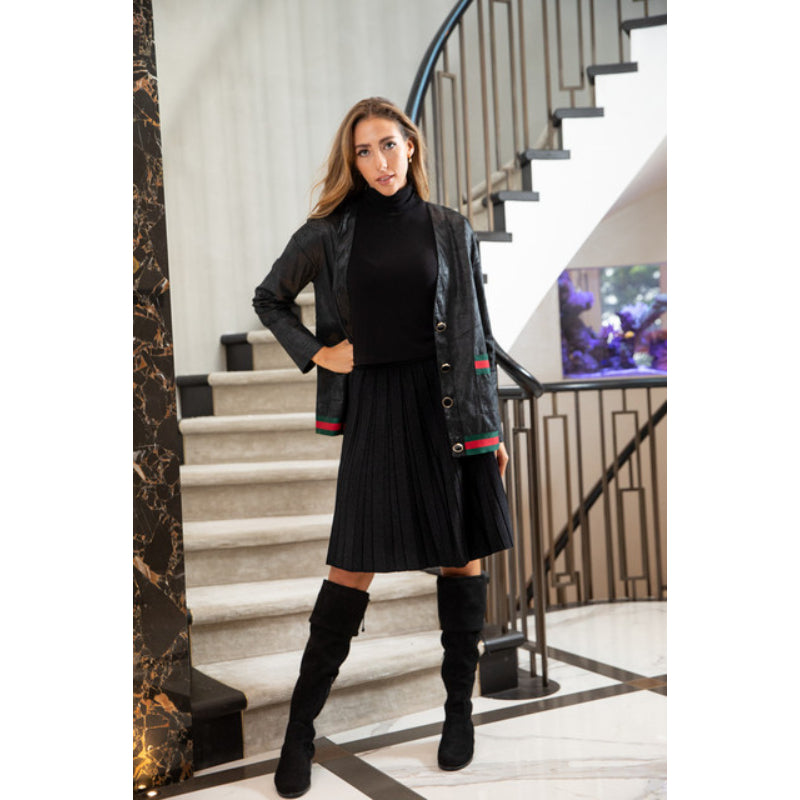 High Waist Knitted Pleated Skirts For Women-Legletic