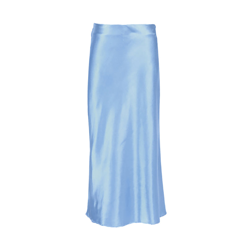 Solid Colors Satin Silk Skirt For Women-Legletic