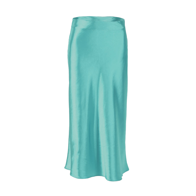 Solid Colors Satin Silk Skirt For Women-Legletic