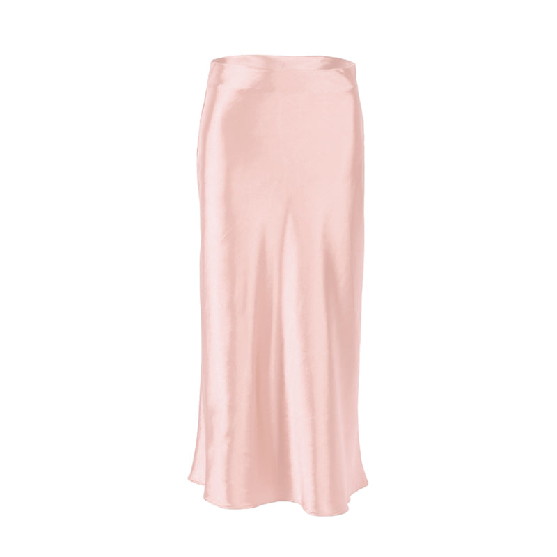 Solid Colors Satin Silk Skirt For Women-Legletic