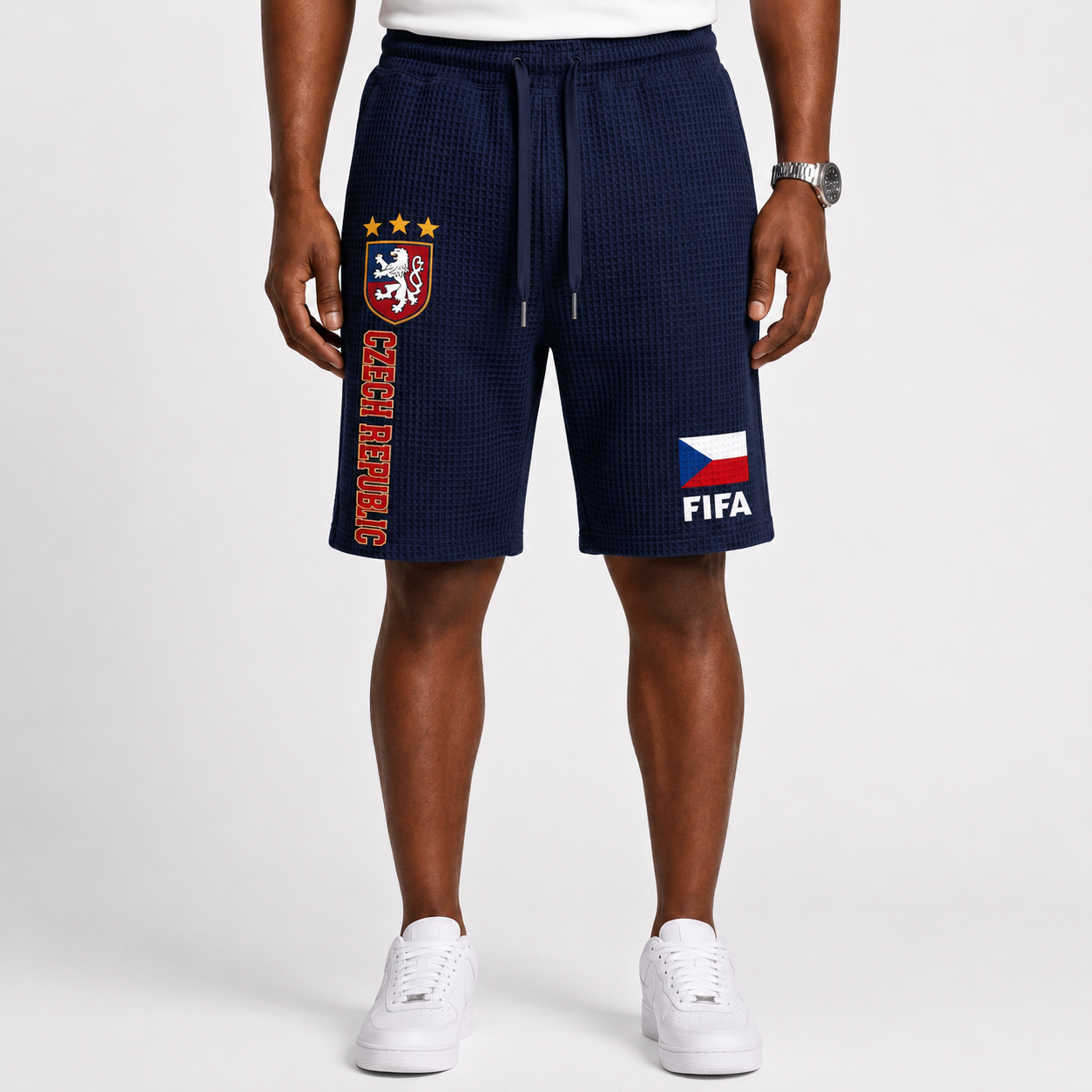 FIFA 2026 Czech Republic Printed Waffle Football Fan Shorts