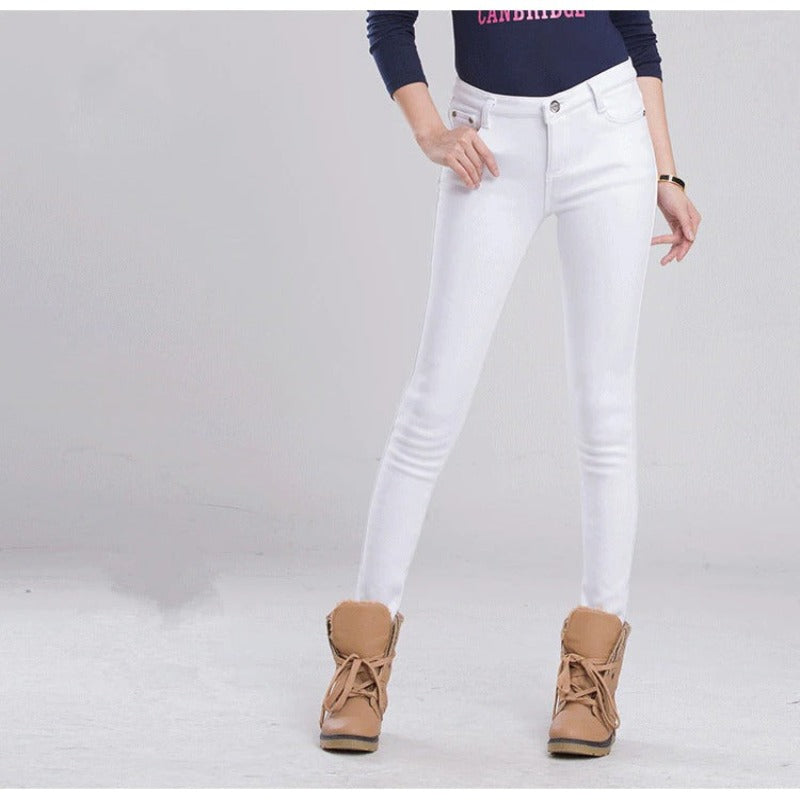 Women's Warm Thick Winter Office Jeans-Legletic