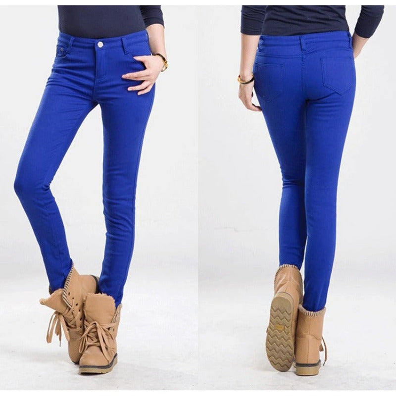 Women's Warm Thick Winter Office Jeans-Legletic