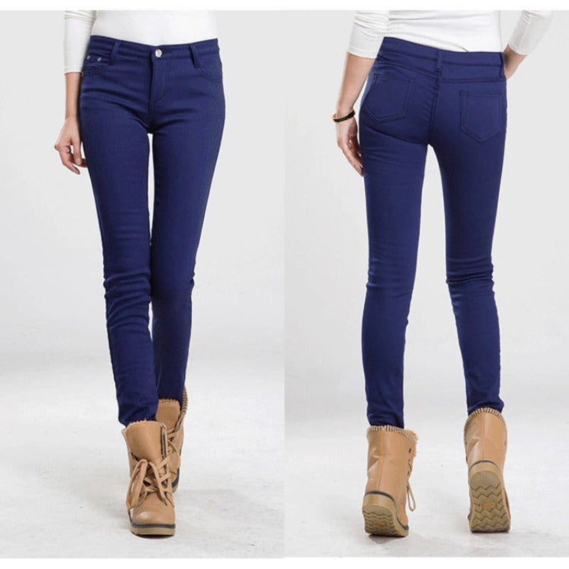 Women's Warm Thick Winter Office Jeans-Legletic