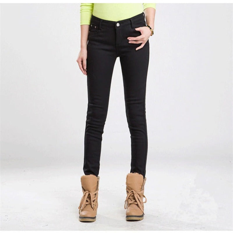 Women's Warm Thick Winter Office Jeans-Legletic