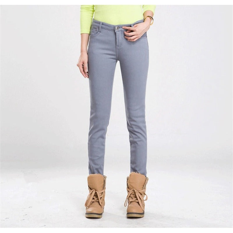 Women's Warm Thick Winter Office Jeans-Legletic