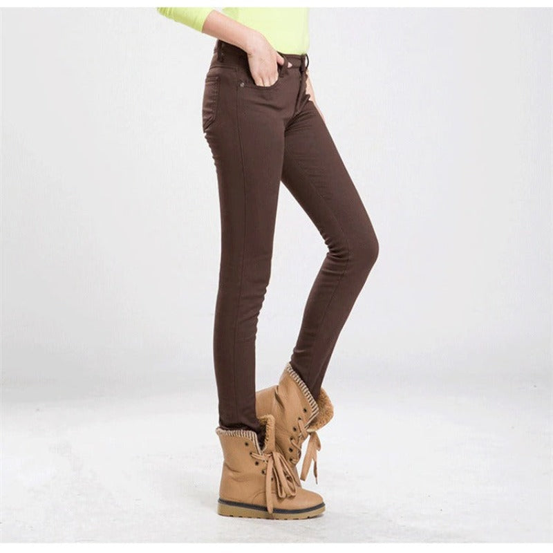 Women's Warm Thick Winter Office Jeans-Legletic