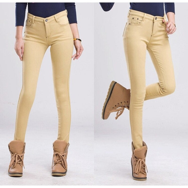 Women's Warm Thick Winter Office Jeans-Legletic