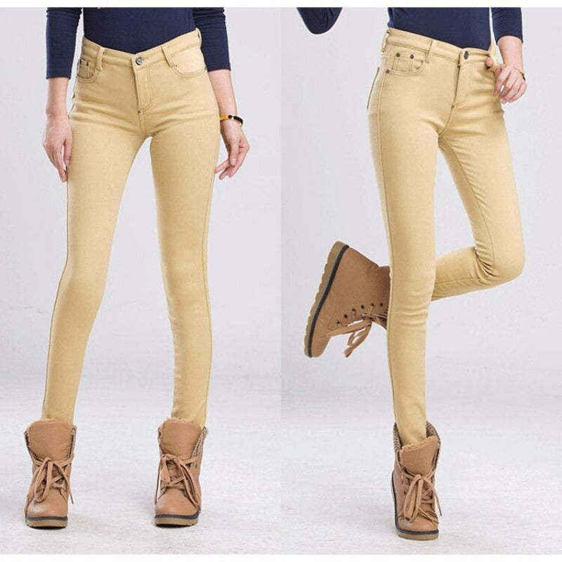 Women's Warm Thick Winter Office Jeans-Legletic