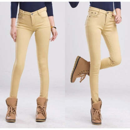 Women's Warm Thick Winter Office Jeans-Legletic