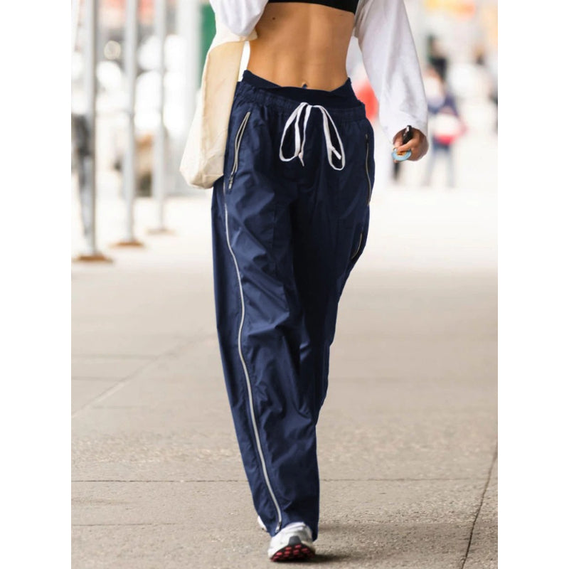 Blue Casual Low Rise Streetwear Sweatpants-Legletic