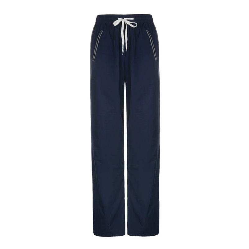 Blue Casual Low Rise Streetwear Sweatpants-Legletic