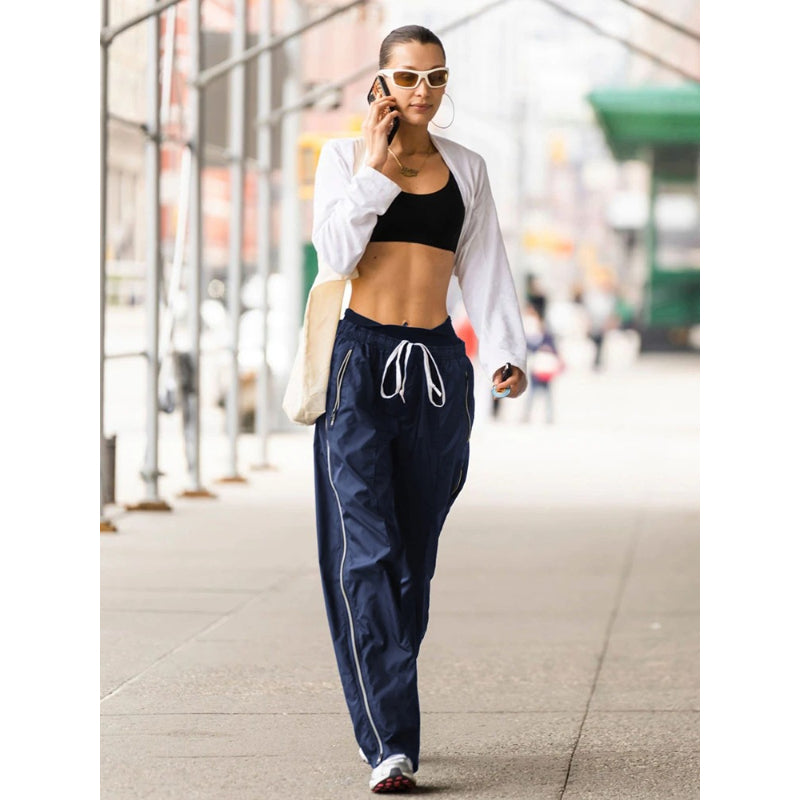 Blue Casual Low Rise Streetwear Sweatpants-Legletic