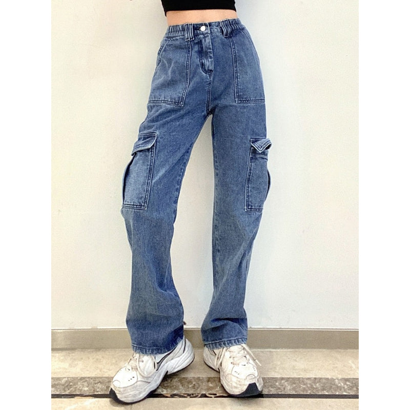 Patchwork Streetwear Baggy Jeans For Women-Legletic